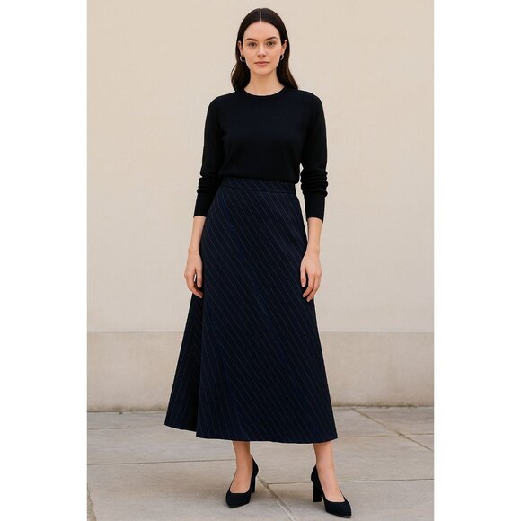Liz Claiborne LizSport Diagonal Pinstripe Maxi Skirt Size 14 - Picture 1 of 7